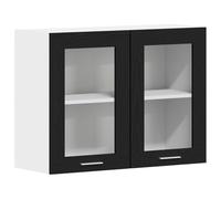 QJBSAVVA Lyon Meuble de Cuisine Suspendu, Armoire Murale avec Étagère de Rangement pour Vaisselle, Bois d'Ingénierie, Design Contemporain, Chêne Noir, 80 x 31 x 60 cm