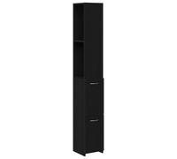 QJBSAVVA Meuble Colonne de Salle de Bain Armoire de Rangement en Bois d'Ingénierie avec 2 Portes et 1 Tiroir Cabinet Vertical Gain de Place pour Toilette Chêne Noir 25 x 25 x 170 cm