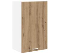 QJBSAVVA Meuble Cuisine Suspendu, Armoire Murale de Rangement avec 1 Porte Battante, Placard Haut Moderne en Bois d'Ingénierie pour Intérieur, Chêne Artisan et Blanc, 50 x 31 x 80 cm