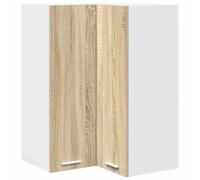 QJBSAVVA Meuble d'angle Suspendu de Cuisine, Armoire Murale en Bois d'Ingénierie, Placard de Rangement Moderne pour Vaisselle et Casseroles, Chêne Sonoma et Blanc, 57 x 57 x 80 cm