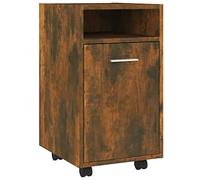 QJBSAVVA Meuble d'Appoint à roulettes Armoire Latérale de Rangement avec Porte et 2 Compartiments Buffet Bas en Bois d'Ingénierie Chêne Fumé pour Salon Bureau 33x38x60 cm