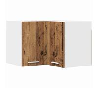 QJBSAVVA Meuble de Cuisine Suspendu, Armoire d'angle Haute Murale en Bois d'Ingénierie pour Rangement, Placard Suspendu pour Vaisselle et Épices, Bois Ancien et Blanc, 57 x 57 x 40 cm
