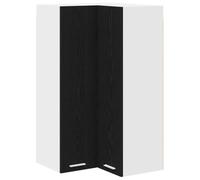 QJBSAVVA Meuble de Cuisine Suspendu d'angle, Armoire Murale à 2 Portes, Placard de Rangement Moderne en Bois d'Ingénierie pour Intérieur, Chêne Noir et Blanc, 57 x 57 x 100 cm