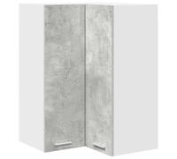 QJBSAVVA Meuble de Cuisine Suspendu d'angle, Armoire Murale en Bois d'Ingénierie, Placard de Rangement Moderne pour Vaisselle et Épices, 57 x 57 x 80 cm, Gris Béton et Blanc