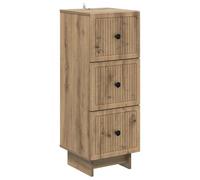 QJBSAVVA Meuble de Rangement Chêne Artisanal, Commode 3 Tiroirs 33 x 34,5 x 90 cm, Chiffonnier Vintage en Bois d'Ingénierie, Colonne Gain de Place pour Salon et Couloir
