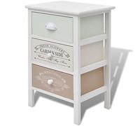 QJBSAVVA Meuble de Rangement en Bois de Paulownia, Commode Vintage Style Campagne Français avec 3 Tiroirs Interchangeables, Chiffonnier d'Entrée et Table de Chevet Salon, 38 x 28 x 57 cm