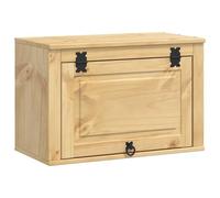 QJBSAVVA Meuble de Rangement en Bois de Pin Massif Ski, Petit Buffet Bas pour Salon et Salle à Manger, Meuble d'Appoint avec 1 Porte Charnière, 60 x 32 x 40 cm, Brun Miel