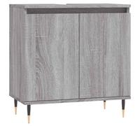 QJBSAVVA Meuble de Rangement Salle de Bain Armoire Basse de Toilette 2 Portes Style Industriel sur Pieds en Fer Buffet de Bain Gris Sonoma 58 x 33 x 60 cm Bois d'Ingénierie