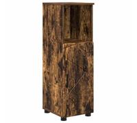 QJBSAVVA Meuble de Salle de Bain Autoportant Colonne de Rangement avec 2 Portes Armoire de Toilette Interne en Bois d'Ingénierie et Métal Chêne Fumé 30 x 35 x 95 cm