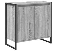 QJBSAVVA Meuble de Salle de Bain avec 3 Portes, Armoire de Rangement Solide en Bois d'Ingénierie et Pieds en Acier, Cabinet Bas Rectangulaire pour Intérieur, 60 x 30 x 60 cm, Gris Sonoma