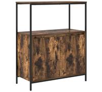 QJBSAVVA Meuble de Salle de Bain avec Étagères Armoire de Rangement Solide en Bois d'Ingénierie et Acier Buffet Bas Commode pour Salon et Bureau Chêne Fumé 76,5 x 35 x 95 cm