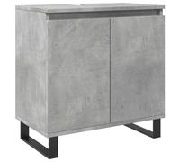 QJBSAVVA Meuble de Salle de Bain Bas, Armoire de Rangement avec 2 Portes Style Industriel en Bois d'Ingénierie, Petit Buffet de Toilette sur Pieds en Métal, Gris Béton, 58 x 33 x 60 cm