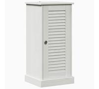QJBSAVVA Meuble de Salle de Bain Vigo, Armoire de Rangement en Bois de Pin avec 1 Porte et 3 Étagères, Petit Chiffonnier Rustique pour Toilette, 37,5 x 34 x 80 cm, Blanc Antique