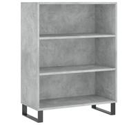QJBSAVVA Meuble Étagère de Rangement Bibliothèque Ouverte à 3 Niveaux en Bois d'Ingénierie et Métal pour Salon Bureau Entrée Buffet Bas Design Industriel Gris Béton 69,5x32,5x90 cm