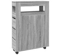 QJBSAVVA Meuble Étroit de Salle de Bain à roulettes, Colonne de Rangement avec Tiroirs en Bois d'Ingénierie pour Cuisine et Salon, Armoire Gain de Place, 65 x 23 x 90 cm, Sonoma Gris