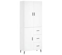 QJBSAVVA Meuble haut blanc 69,5 x 34 x 180 cm - Élégante armoire de salon en bois avec pieds en métal - Buffet polyvalent avec dessus et portes pour couloir et salle à manger