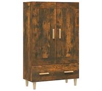 QJBSAVVA Meuble haut en chêne fumé 70 x 31 x 115 cm, armoire moderne en bois avec tiroir et 2 compartiments, buffet élégant au design scandinave pour salon, couloir et bureau