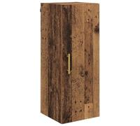 QJBSAVVA Meuble Mural Bois Ancien 34,5x34x90 cm - Armoire Suspendue en Bois d'Ingénierie avec 1 Porte et Poignée Dorée - Buffet Haut Gain de Place pour Rangement Salon et Décoration Intérieure