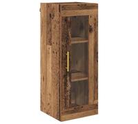 QJBSAVVA Meuble Mural de Rangement avec Porte en Verre, Cabinet Suspendu en Bois pour Salon, Placard Rectangulaire pour Livres et Décoration, 34,5 x 34 x 90 cm, Bois Ancien