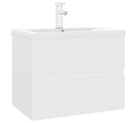 QJBSAVVA Meuble sous Vasque avec Lavabo Céramique Intégré Blanc Armoire de Salle de Bain en Bois d'Ingénierie avec Tiroir Robinet et Bonde Inclus 60 x 38,5 x 45 cm