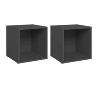 QJBSAVVA Meuble TV 2 pcs en Bois d’Ingénierie, Support Téléviseur Moderne avec Compartiment de Rangement pour Salon, Armoire HiFi Stable et Durable, Gris, 37 x 35 x 37 cm