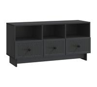 QJBSAVVA Meuble TV avec 3 Tiroirs Noir, Buffet Bas en Bois d'Ingénierie 102 x 34,5 x 50 cm, Support de Télévision Robuste au Design Vintage Moderne pour Salon et Espace de Divertissement