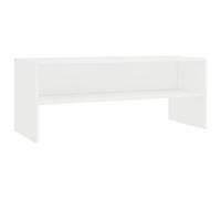 QJBSAVVA Meuble TV Blanc 100x40x40 cm en Bois d’Ingénierie, Support TV Design Moderne avec Compartiment Ouvert pour Salon, Banc TV Robuste pour Appareils Multimédia et Consoles