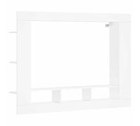 QJBSAVVA Meuble TV Blanc 152x22x113 cm en Bois d'Ingénierie, Meuble Multimédia Mural Suspendu avec Grand Espace de Rangement et Étagères Latérales pour Salon, Support Télévision Moderne