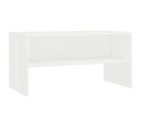 QJBSAVVA Meuble TV Blanc 80x40x40 cm en Bois d’ingénierie, Support TV avec Compartiment Ouvert pour Salon, Banc TV Robuste de Style Classique pour Appareils Multimédia et Consoles de Jeux