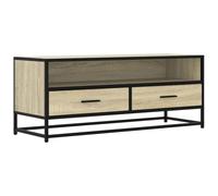 QJBSAVVA Meuble TV Chêne Sonoma 100x34,5x40 cm, Buffet Bas de Salon en Bois d'Ingénierie et Cadre en Métal Industriel, Support de Télévision avec Grand Espace de Rangement pour Chambre