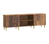 QJBSAVVA Meuble TV en Bois Ancien 150 x 31 x 50 cm, Banc TV avec 2 Portes et Étagère de Rangement, Design Vintage Moderne pour Salon et Chambre, Buffet Bas avec Pieds Effilés