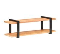 QJBSAVVA Meuble TV en Bois d'Acacia Massif 130x40x40 cm, Banc TV Style Industriel avec Étagère de Rangement et Pieds en Fer Noir, Buffet Bas pour Salon Design Naturel Unique