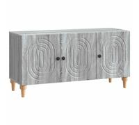 QJBSAVVA Meuble TV en Bois d'Ingénierie Sonoma Gris, Banc TV Moderne 99 x 34,5 x 50 cm avec 3 Portes et Poignées en Acier Noir, Buffet Bas de Rangement pour Salon et Studio Élégant