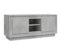QJBSAVVA Meuble TV Gris Béton 102x35x45 cm en Bois d'Ingénierie, Buffet Bas de Salon avec 4 Compartiments et Portes, Console Multimédia Design Industriel pour Téléviseur et Décoration