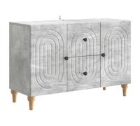 QJBSAVVA Meuble TV Gris Béton 89x34,5x60cm en Bois dIngénierie, Buffet Télévision Moderne avec 2 Portes et 2 Tiroirs, Table Basse de Salon Robuste avec Rangement pour Déco et Multimédia