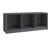 QJBSAVVA Meuble TV Gris en Bois de Pin Massif 104x33x41 cm - Buffet Bas pour Salon et Chambre - Banc TV avec Compartiments de Rangement pour Console de Jeux et Lecteur DVD - Style Scandinave