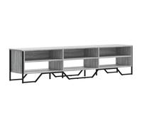 QJBSAVVA Meuble TV Moderne 180x34x41 cm en Bois d'Ingénierie Sonoma Gris, Banc TV Long avec Grand Espace de Rangement pour Salon et Chambre, Buffet Bas Robuste avec Pieds en Métal
