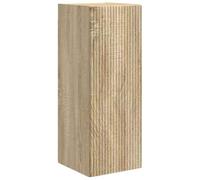 QJBSAVVA Meuble TV Mural 30 x 31 x 80 cm en Bois d'Ingénierie Coloris Sonoma, Buffet Suspendu Moderne avec 1 Porte et 3 Étagères, Meuble de Rangement Mural pour Salon et Studio Gain de Place