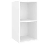QJBSAVVA Meuble TV Mural Blanc 37x37x72 cm en Bois d'Ingénierie - Armoire HiFi Design avec 2 Compartiments - Meuble de Rangement Suspendu Polyvalent pour Salon et Chambre