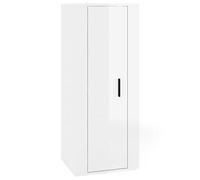 QJBSAVVA Meuble TV Mural Blanc Brillant 40x34,5x100 cm, Meuble de Rangement Suspendu en Bois d'Ingénierie avec 3 Compartiments, Buffet Multimédia Moderne pour Salon et Chambre
