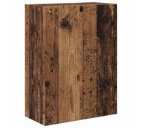 QJBSAVVA Meuble TV Mural Bois Ancien 59,5x31x80 cm, Support TV Suspendu en Bois d'Ingénierie avec 2 Portes et 1 Étagère, Meuble de Rangement Multimédia Design Industriel pour Salon et Chambre