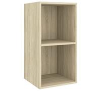 QJBSAVVA Meuble TV Mural Chêne Sonoma 37x37x72 cm, Armoire de Rangement Suspendue en Bois d'Ingénierie pour Salon et Chambre, Console Multimédia Position Verticale ou Horizontale