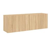 QJBSAVVA Meuble TV Mural Lot de 2, Support TV Suspendu en Bois d'Ingénierie, Buffet de Salon avec Rangement pour Équipements Multimédias, Chêne Sonoma, 60 x 30 x 41 cm par Unité