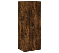 QJBSAVVA Meuble TV Mural Suspendu en Bois d'Ingénierie Chêne Fumé 40,5x30x102 cm, Buffet Flottant avec 3 Compartiments pour Salon et Chambre, Meuble de Rangement Mural Polyvalent
