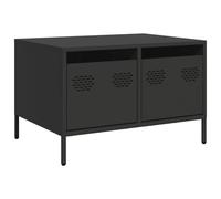 QJBSAVVA Meuble TV Noir en Acier Laminé à Froid, Petit Support TV Industriel avec 2 Tiroirs, Meuble de Rangement Robuste pour Salon et Chambre, Table Basse Multimédia Stable, 68x50x43,5 cm