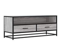 QJBSAVVA Meuble TV Sonoma Gris 100x34,5x40 cm - Support Télévision en Bois d'Ingénierie et Métal - Buffet Bas Industriel avec Grand Espace de Rangement pour Salon et Chambre