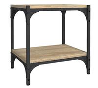QJBSAVVA Meuble TV Style Industriel, Support Télévision en Bois d'Ingénierie et Acier avec 2 Étagères de Rangement, Table de Salon Robuste, 40 x 33 x 41 cm, Chêne Sonoma