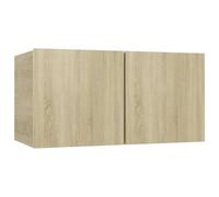 QJBSAVVA Meuble TV Suspendu Mural en Chêne Sonoma 60x30x30 cm, Meuble HiFi Design Épuré en Bois d'Ingénierie avec 2 Compartiments, Unité Murale Moderne pour Salon et Rangement Multimédia