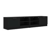 QJBSAVVA Meubles TV 2 pcs Noir 80x35x36,5 cm, Banc TV Moderne en Bois d'Ingénierie pour Salon, Support Multimédia avec Étagères de Rangement, Design Épuré et Tendance pour Intérieur Moderne