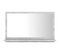 QJBSAVVA Miroir de Salle de Bain avec Étagère Miroir Mural Rectangulaire pour Toilette et Entrée Meuble de Miroir en Aggloméré et Verre Style Moderne Gris Béton 60 x 10,5 x 37 cm